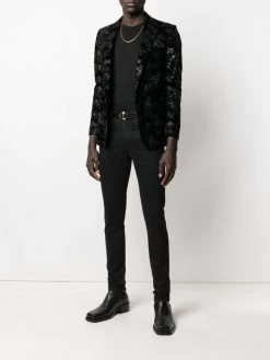 Saint Laurent patterned-jacquard single-breasted blazer