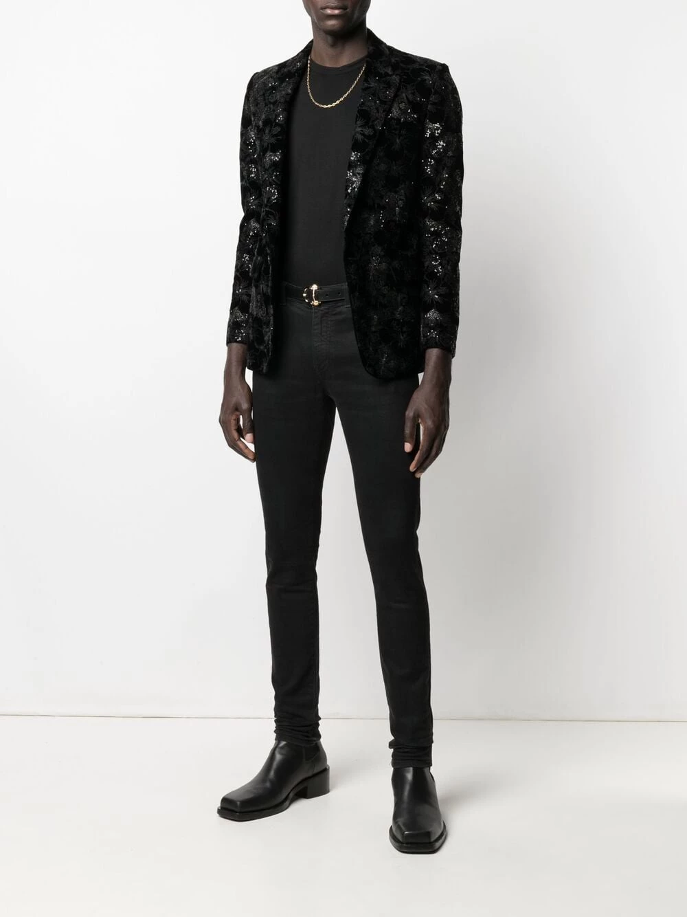 Saint Laurent patterned-jacquard single-breasted blazer