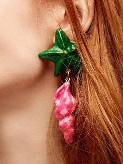 Saint Laurent shell-motif pendant clip earrings