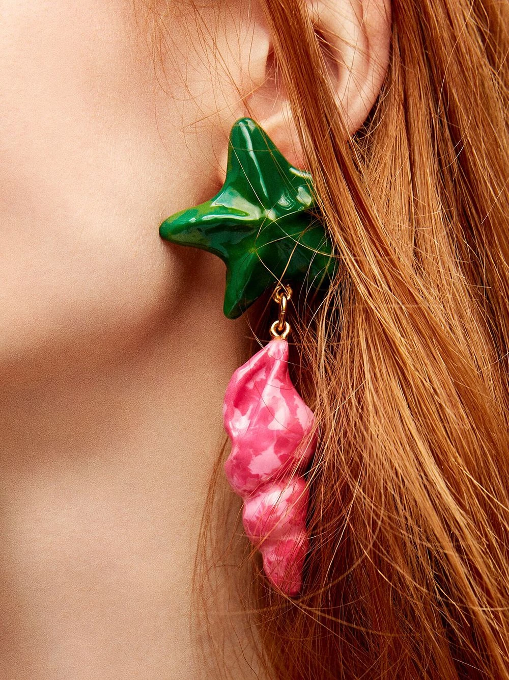 Saint Laurent shell-motif pendant clip earrings