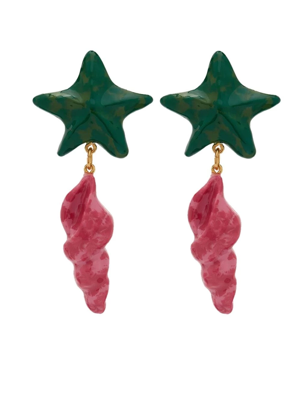 Saint Laurent shell-motif pendant clip earrings