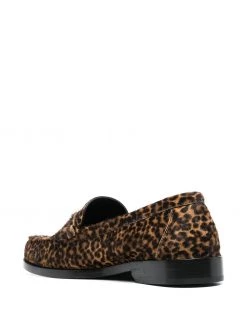 Saint Laurent leopard-print calf hair loafers