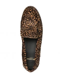 Saint Laurent leopard-print calf hair loafers