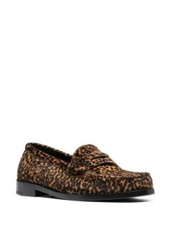 Saint Laurent leopard-print calf hair loafers