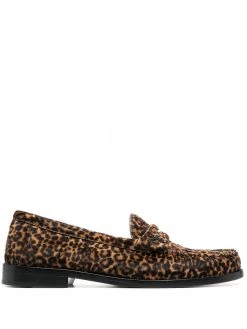 Saint Laurent leopard-print calf hair loafers