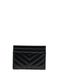 Saint Laurent quilted logo-embossed cardholder