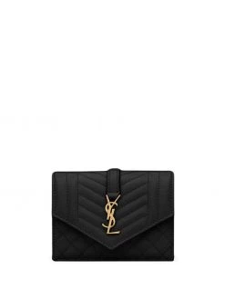 Saint Laurent logo-plaque quilted wallet