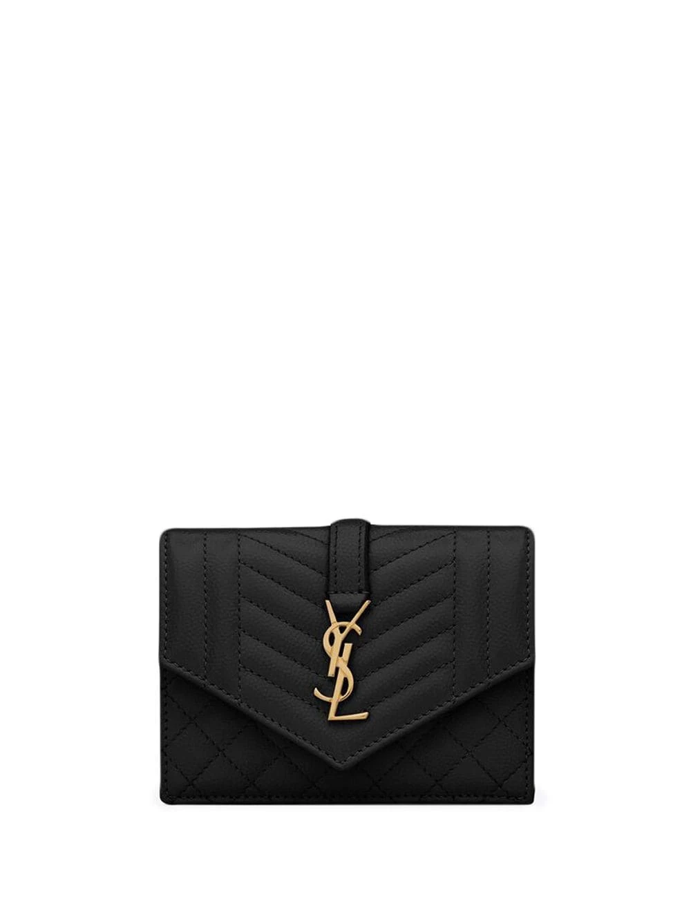 Saint Laurent logo-plaque quilted wallet
