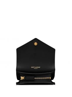 Saint Laurent logo-plaque quilted wallet