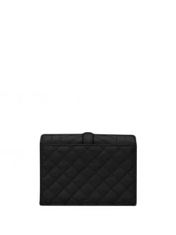 Saint Laurent logo-plaque quilted wallet