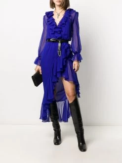 Saint Laurent ruffle-detail asymmetric dress