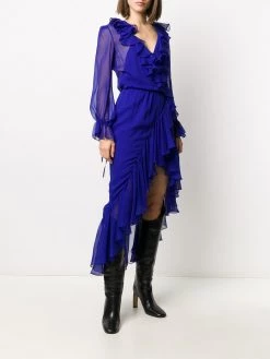 Saint Laurent ruffle-detail asymmetric dress