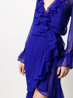 Saint Laurent ruffle-detail asymmetric dress