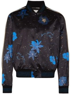 Saint Laurent floral print bomber jacket