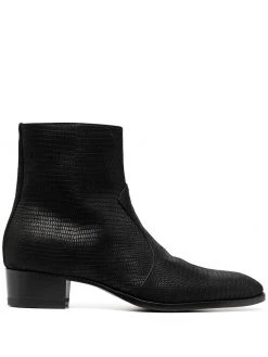 Saint Laurent Wyatt lizard-effect ankle boots