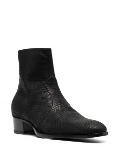 Saint Laurent Wyatt lizard-effect ankle boots