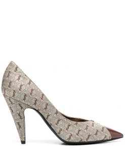 Saint Laurent all-over logo pointed pumps