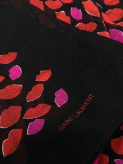 Saint Laurent lip print wool scarf