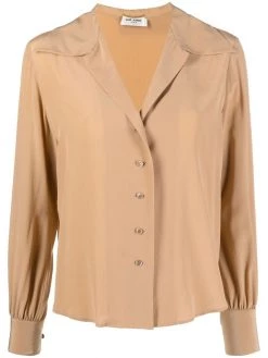 Saint Laurent open-collar silk blouse