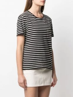 Saint Laurent logo-embroidered stripe T-shirt