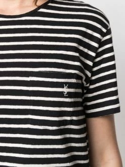 Saint Laurent logo-embroidered stripe T-shirt