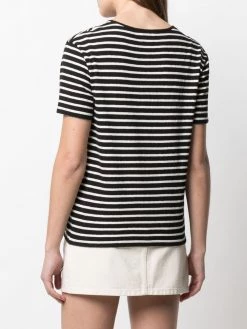 Saint Laurent logo-embroidered stripe T-shirt