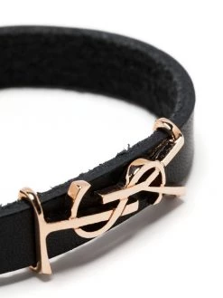 Saint Laurent YSL logo leather bracelet