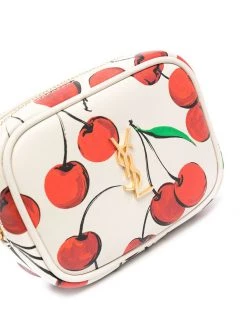 Saint Laurent cherry-print logo-plaque crossbody bag