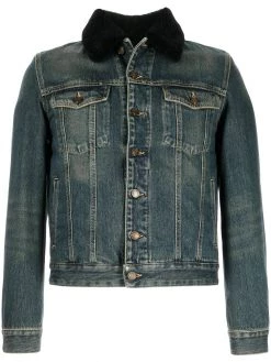 Saint Laurent shearling-collar denim jacket
