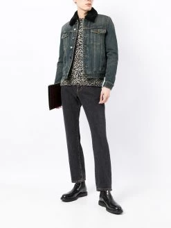 Saint Laurent shearling-collar denim jacket