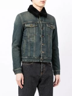 Saint Laurent shearling-collar denim jacket
