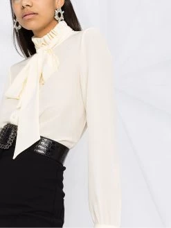 Saint Laurent pleated collar pussy-bow blouse