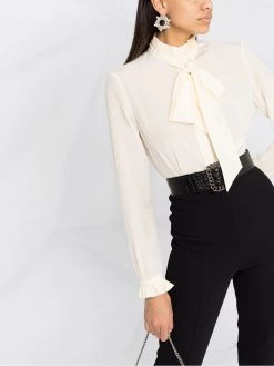 Saint Laurent pleated collar pussy-bow blouse