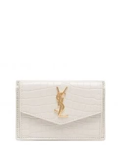 Saint Laurent Uptown crocodile-embossed card case