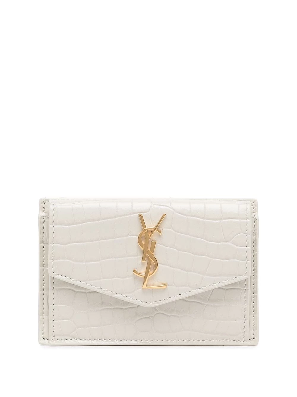 Saint Laurent Uptown crocodile-embossed card case