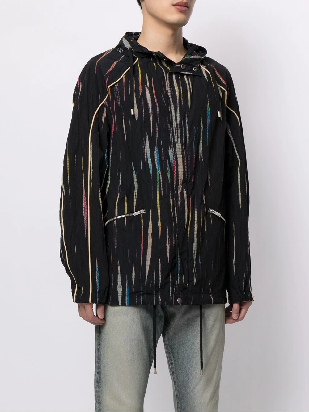 Saint Laurent crinkle-effect tie-dye windbreaker jacket