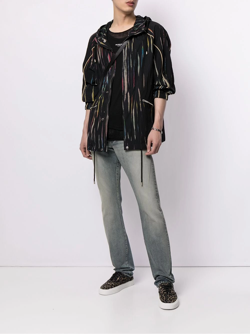 Saint Laurent crinkle-effect tie-dye windbreaker jacket