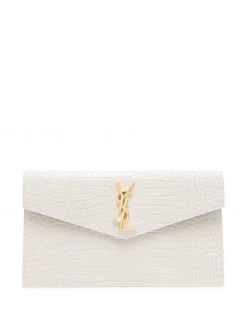 Saint Laurent Uptown crocodile-embossed pouch