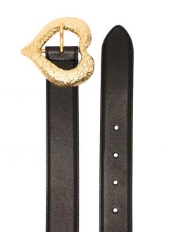 Saint Laurent grained heart-buckle leather belt