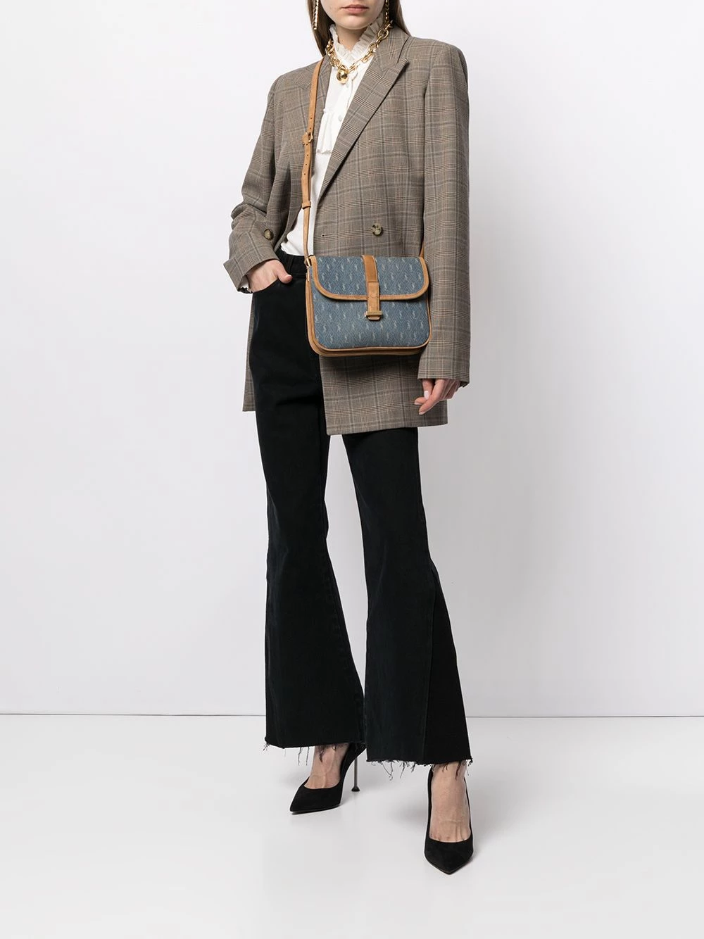 Saint Laurent monogram denim camera bag