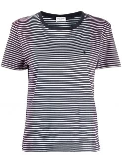 Saint Laurent embroidered logo striped T-shirt