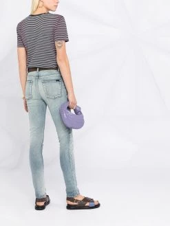 Saint Laurent embroidered logo striped T-shirt