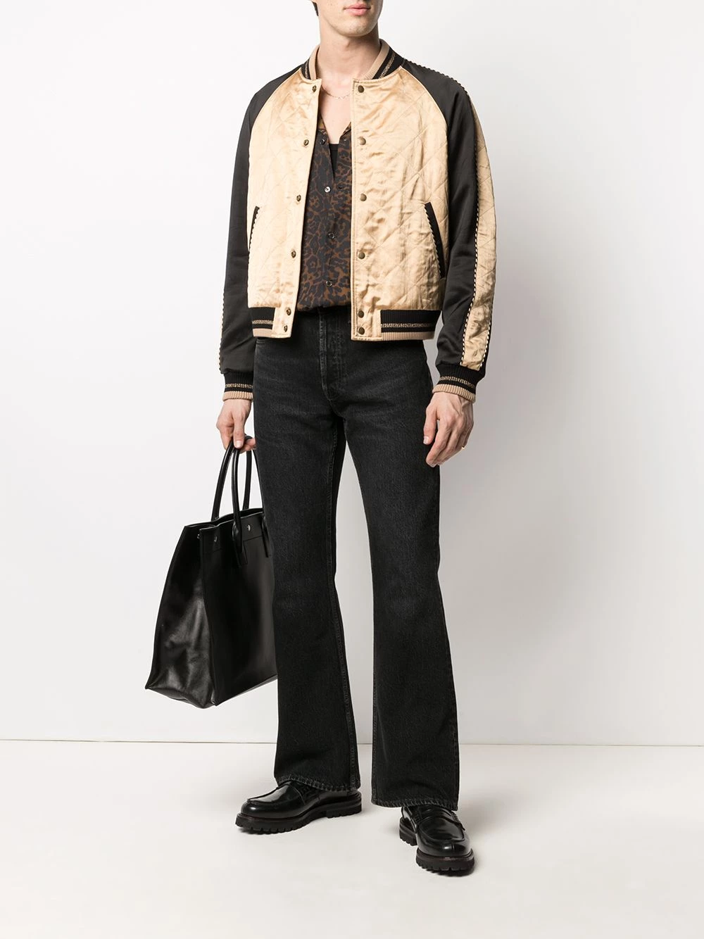 Saint Laurent diamond pattern bomber jacket