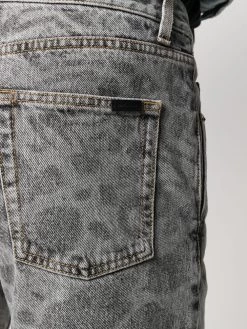 Saint Laurent leopard-print denim shorts