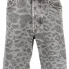 Saint Laurent leopard-print denim shorts