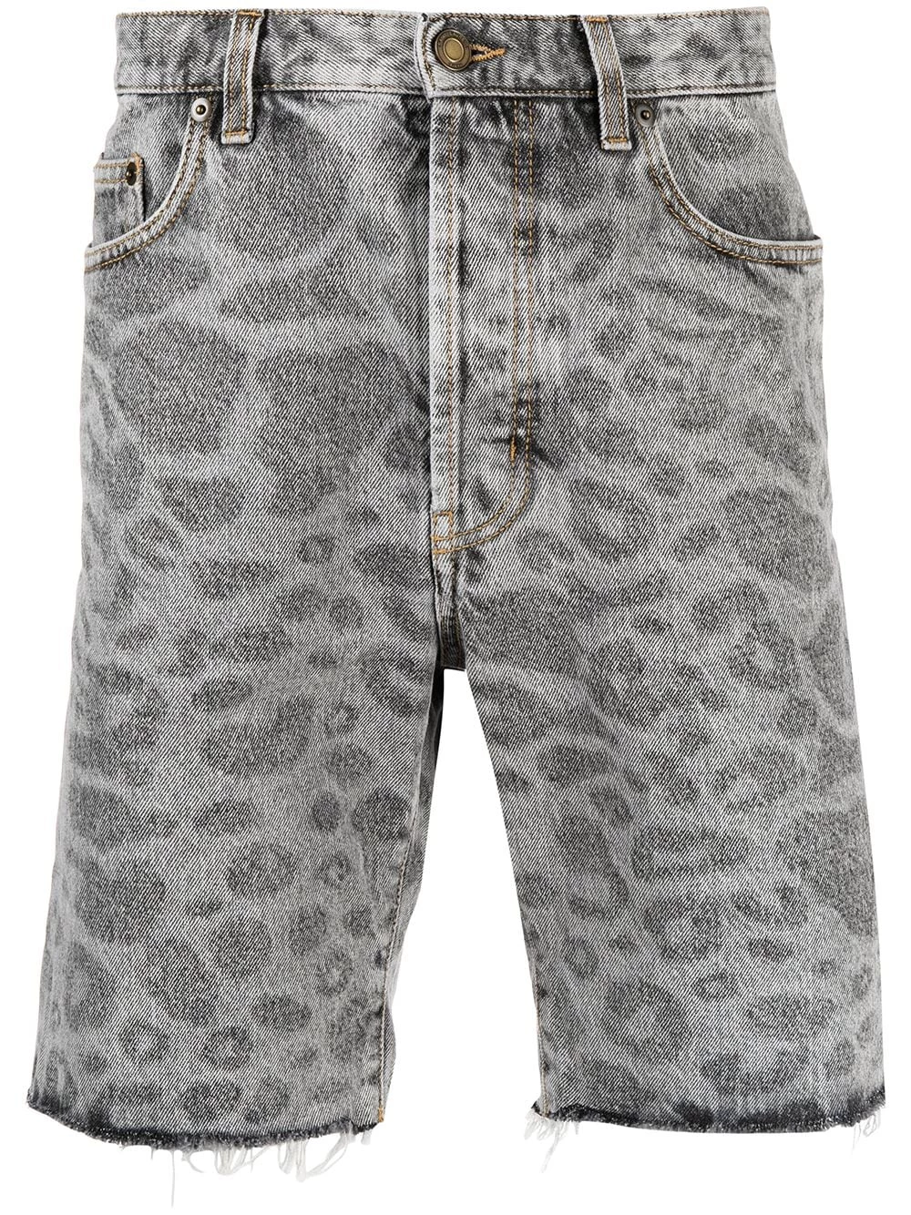 Saint Laurent leopard-print denim shorts