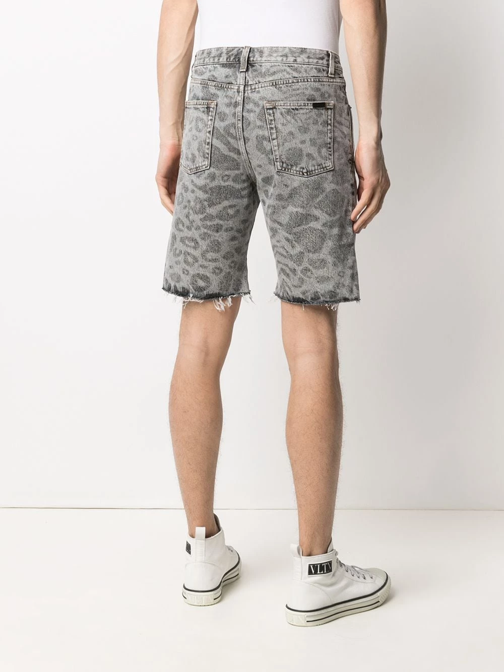 Saint Laurent leopard-print denim shorts