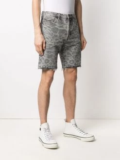 Saint Laurent leopard-print denim shorts