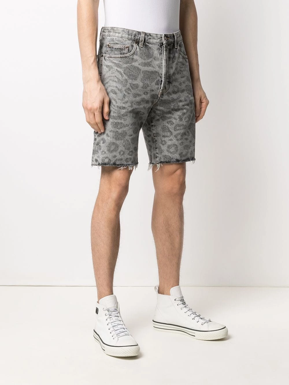 Saint Laurent leopard-print denim shorts