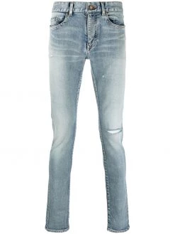 Saint Laurent distressed-detail skinny-fit jeans